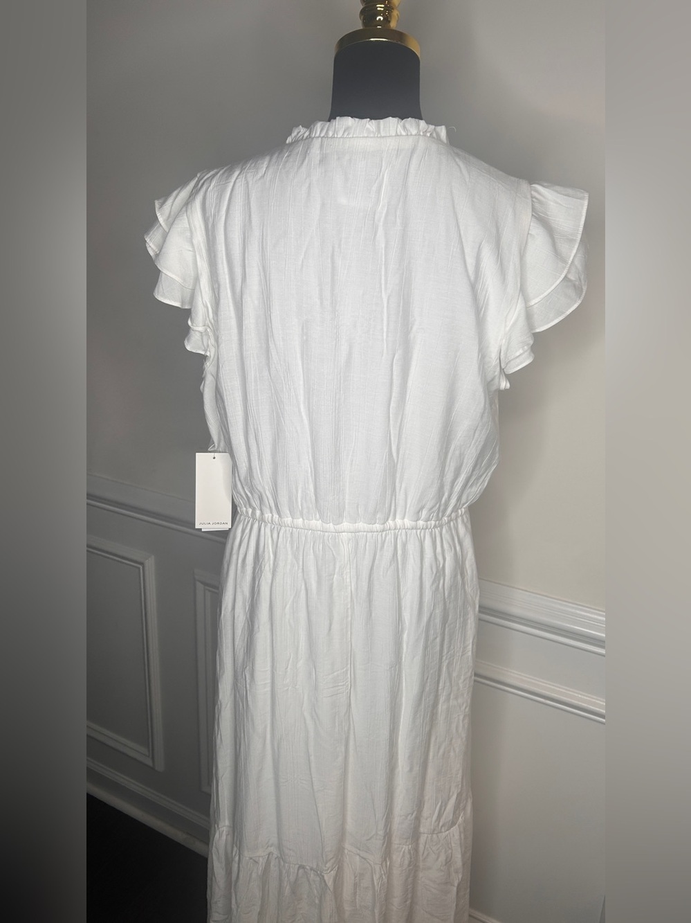 Women’s Julia Jordan Flutter Midi Dress, White, Sz.14 - Picture 13 of 15